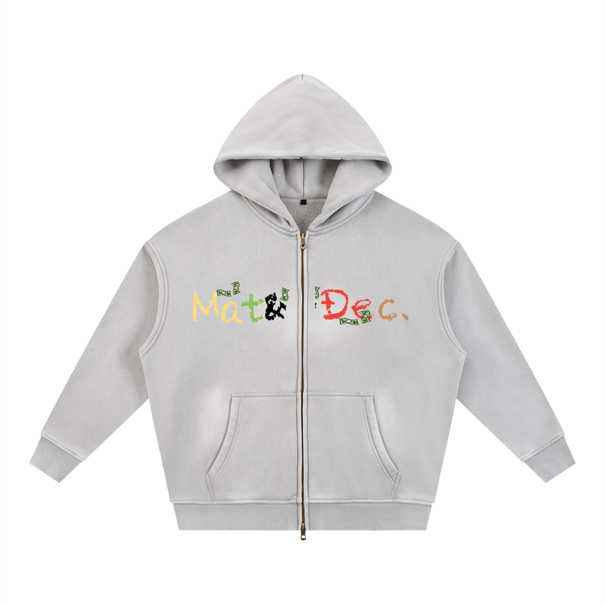 Sunfade Two-way Zipper Boxy Fleece Hoodie