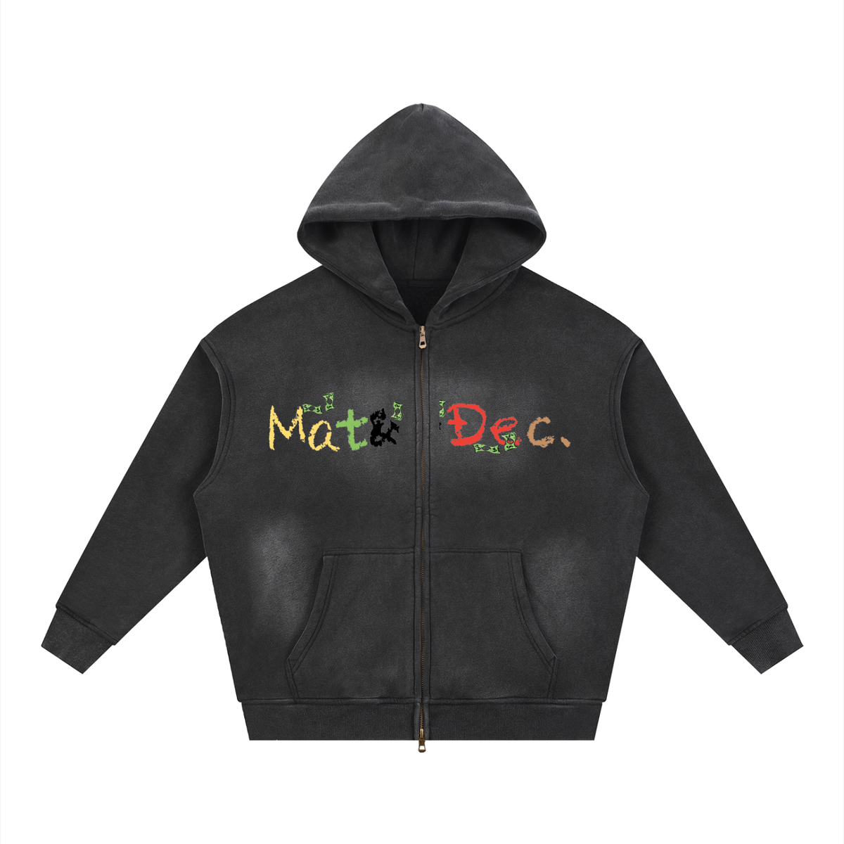 Sunfade Two-way Zipper Boxy Fleece Hoodie