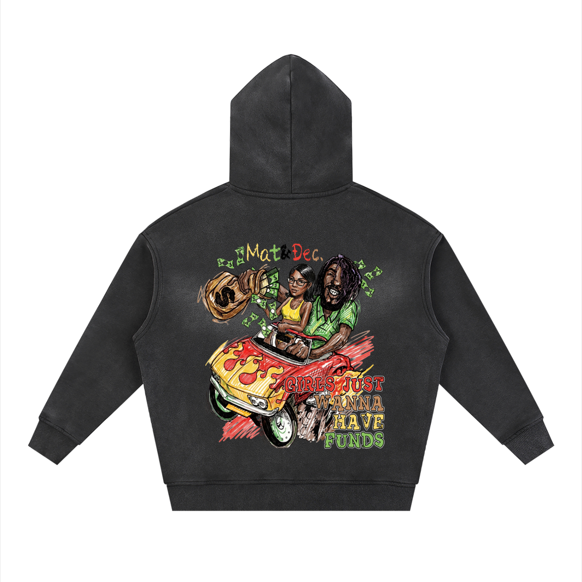 Sunfade Two-way Zipper Boxy Fleece Hoodie