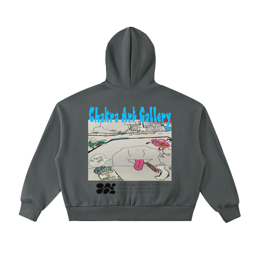 Fleeced Full-Zip Boxy Hoodie