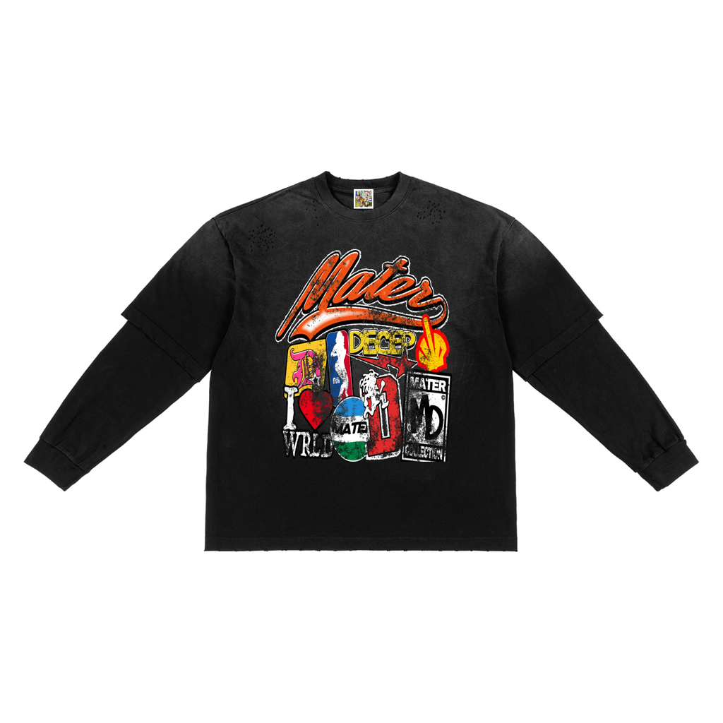 Sunfade Hand-Frayed Faux Two-Piece T-Shirt