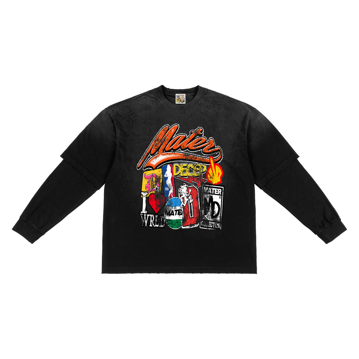 Sunfade Hand-Frayed Faux Two-Piece T-Shirt