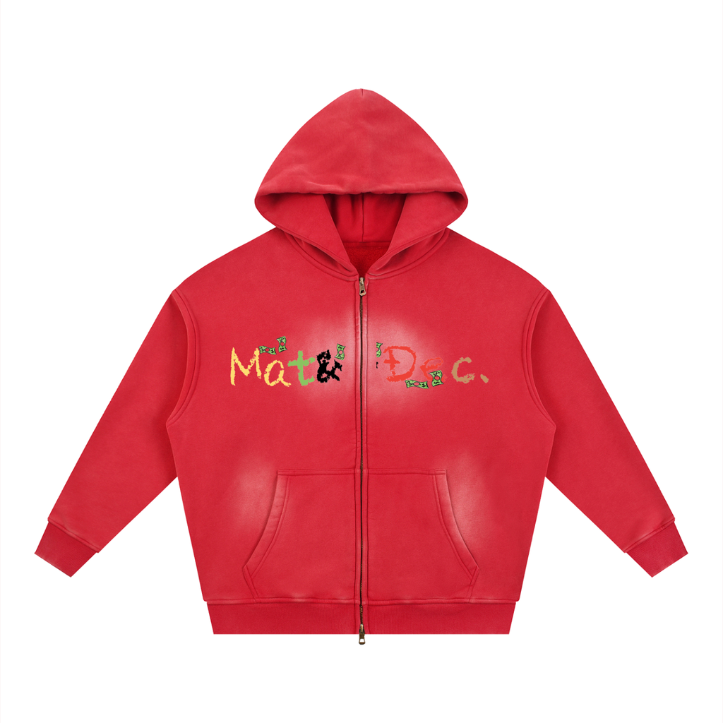 Sunfade Two-way Zipper Boxy Fleece Hoodie