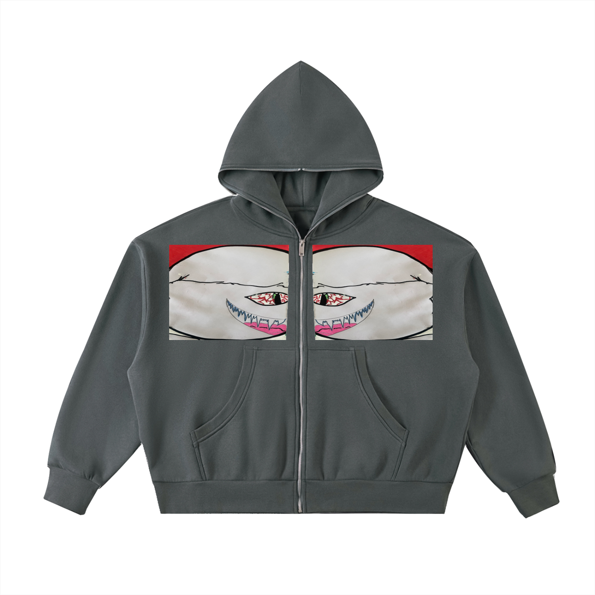 Fleeced Full-Zip Boxy Hoodie