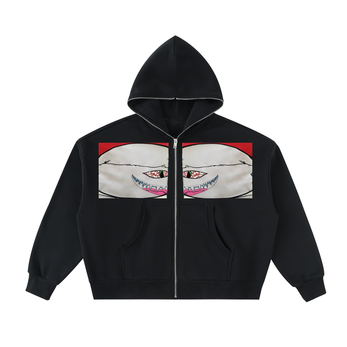 Fleeced Full-Zip Boxy Hoodie