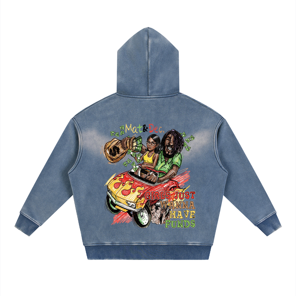 Sunfade Two-way Zipper Boxy Fleece Hoodie