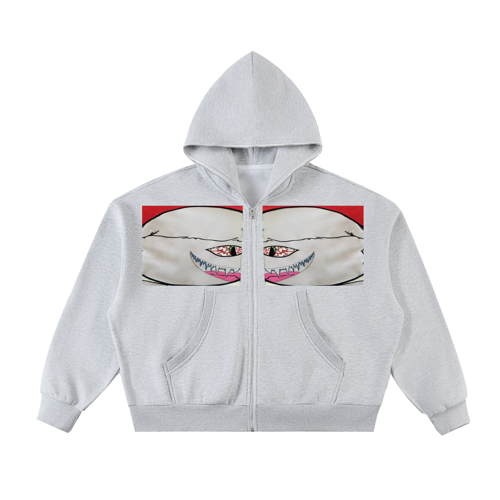 Fleeced Full-Zip Boxy Hoodie