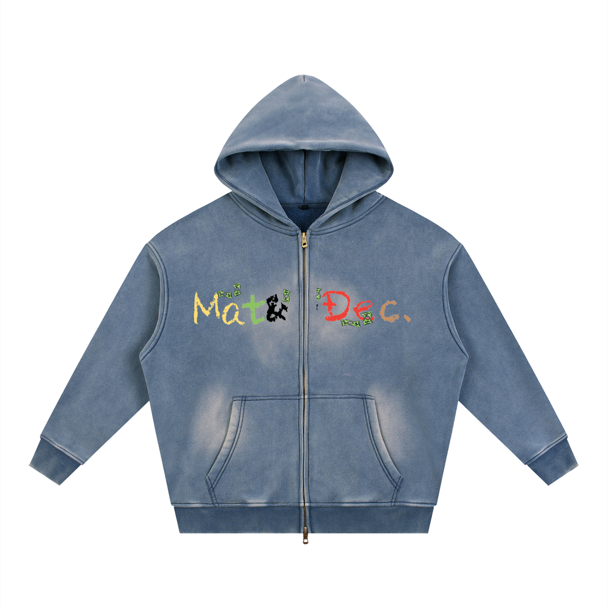 Sunfade Two-way Zipper Boxy Fleece Hoodie