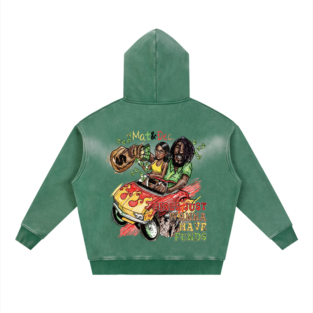 Sunfade Two-way Zipper Boxy Fleece Hoodie